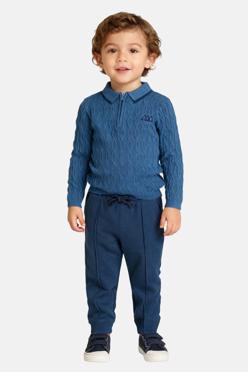 Norn Studios Toddlers Boy 2 Pieces Embroidered Logo Sweater With Jogger Pants Set, Multicolor - Image 1